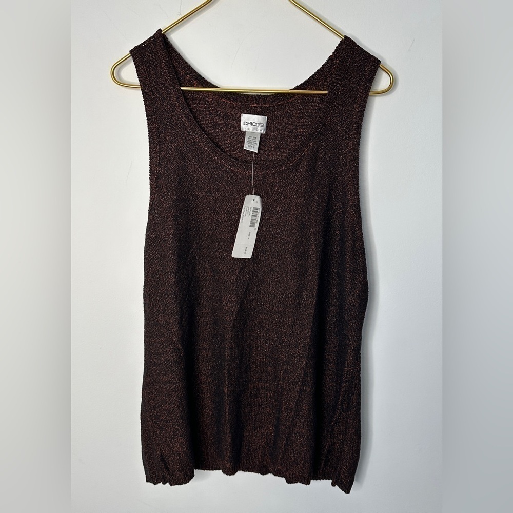 NWT Chico’s Black Orange Silk Blend Sleeveless Sweater Maddy Size 3 (US XL) $58